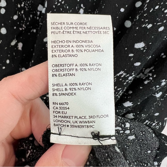 SILENCE + NOISE Splatter Print Sheer Mesh Long Sleeve Top size Small - Picture 9 of 13